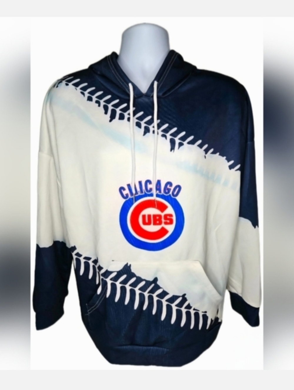 Men's/Unisex Chicago Cubs Navy/White Hoodie Size 3XL